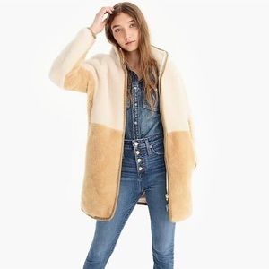 J. Crew Two-Tone Teddy Jacket in Cream and Tan
